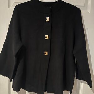 Chic Black Cardigan with Gold Details